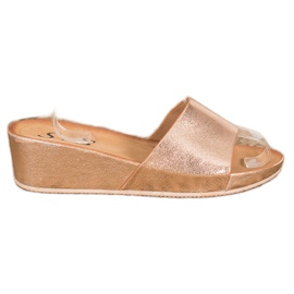 SHELOVET Elegantne papuče na klin žuta boja