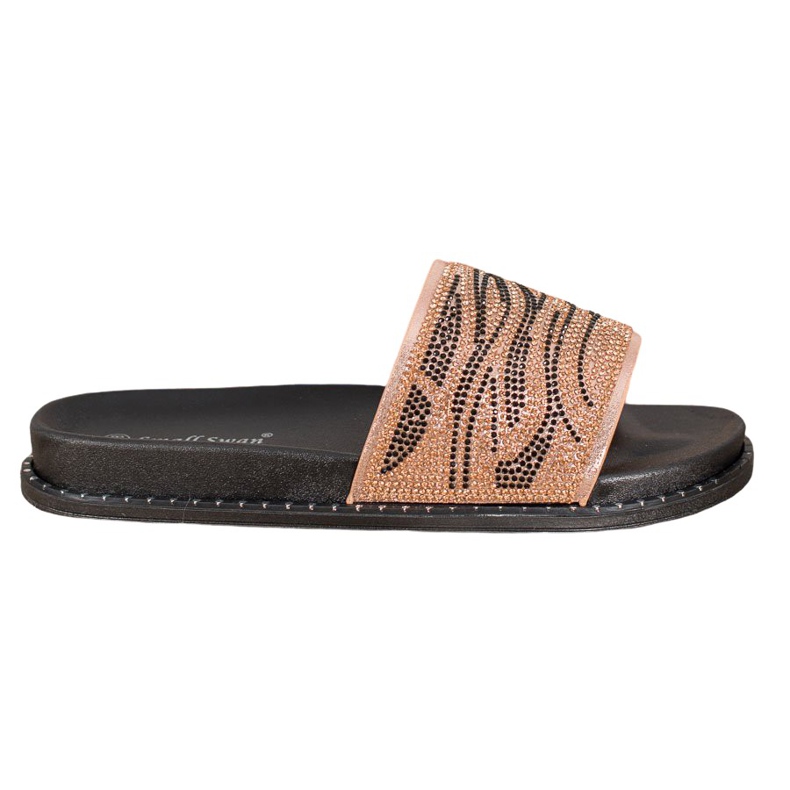 SHELOVET Modne papuče s kubnim cirkonijem smeđa žuta boja