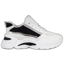 SHELOVET Elegantne tenisice sa sjajem bijela crna