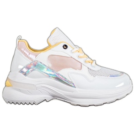 SHELOVET Elegantne tenisice od eko kože bijela višebojan