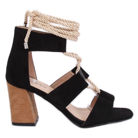 Crne sandale na visoku petu LL-229P Crna crno