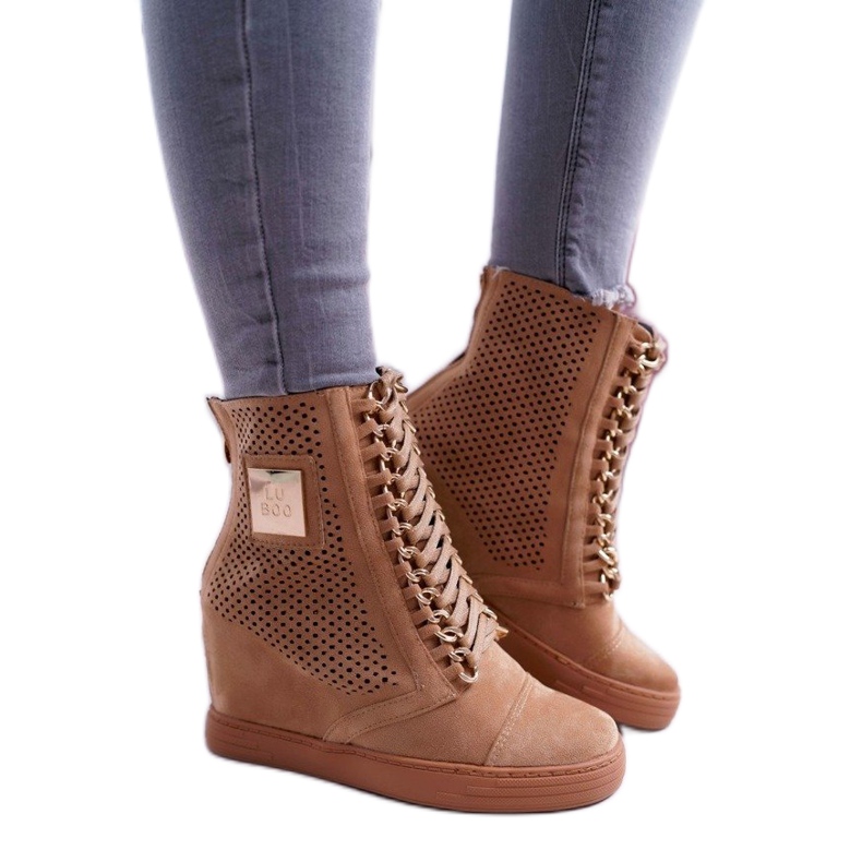 LU BOO Cipele s devicama, ažurne ženske tenisice B-3EA smeđa