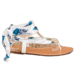 SHELOVET Vezane sandale s ananasom bijela višebojan