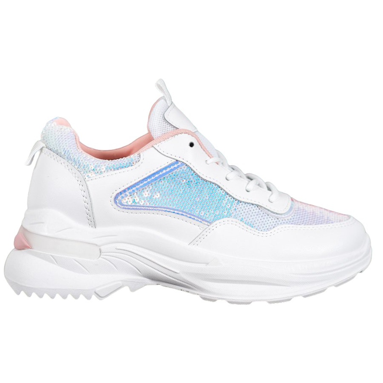 SHELOVET Modne tenisice sa šljokicama bijela