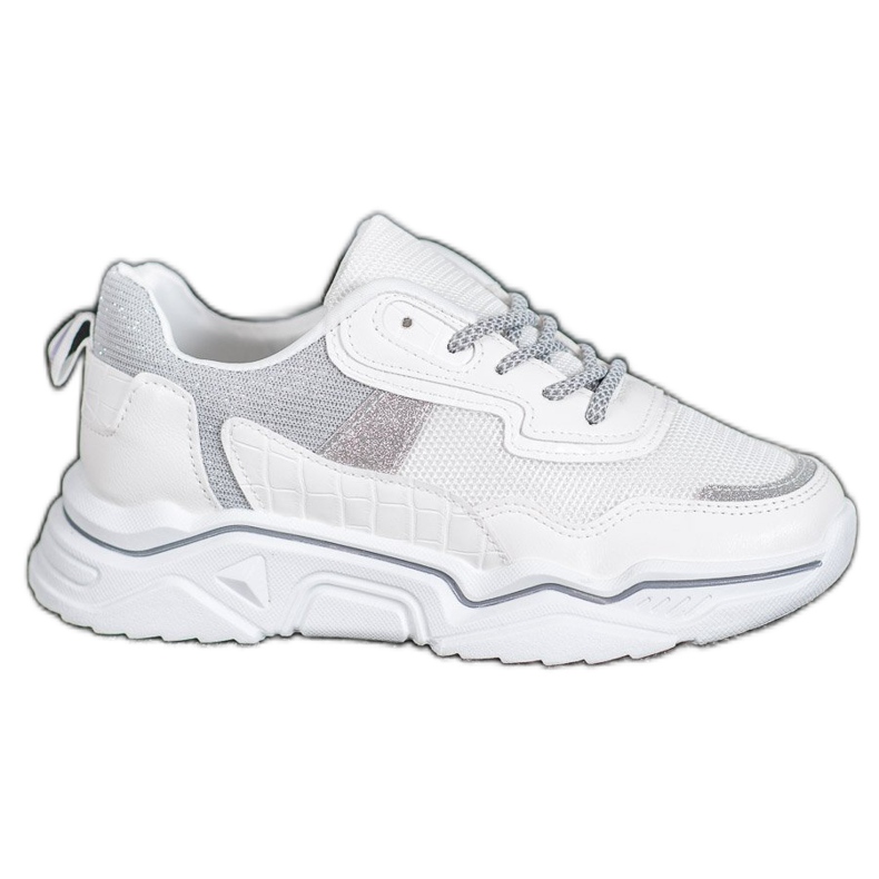 SHELOVET Tenisice na platformi sa sjajem bijela