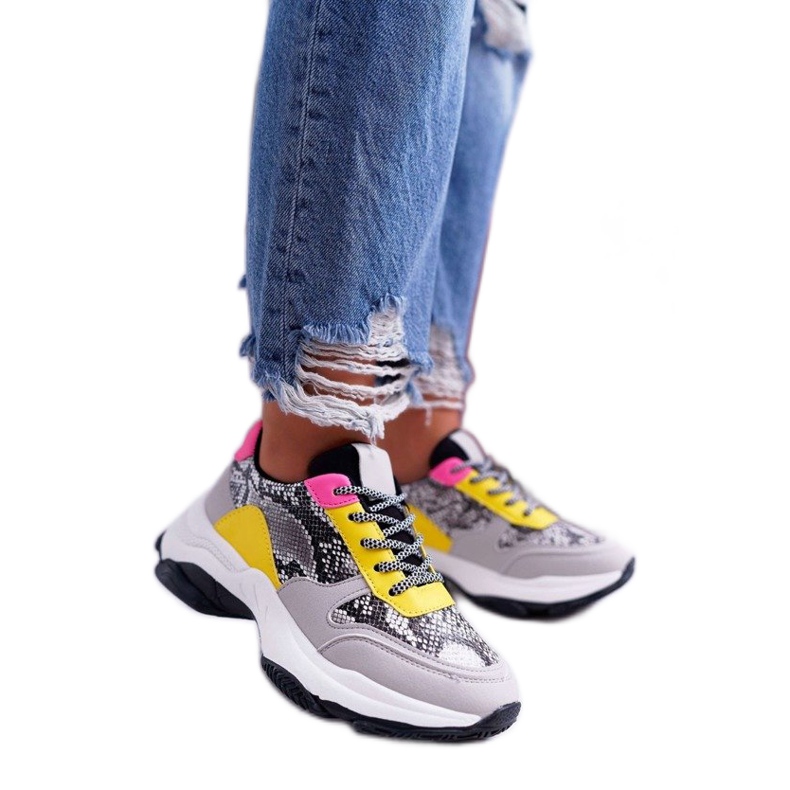 Sive ženske sportske cipele zmija BL169 siva raznobojna
