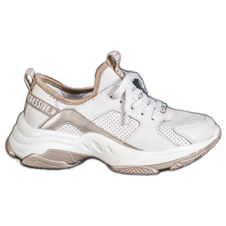 Goodin Ažurne kožne tenisice bijela žuta boja