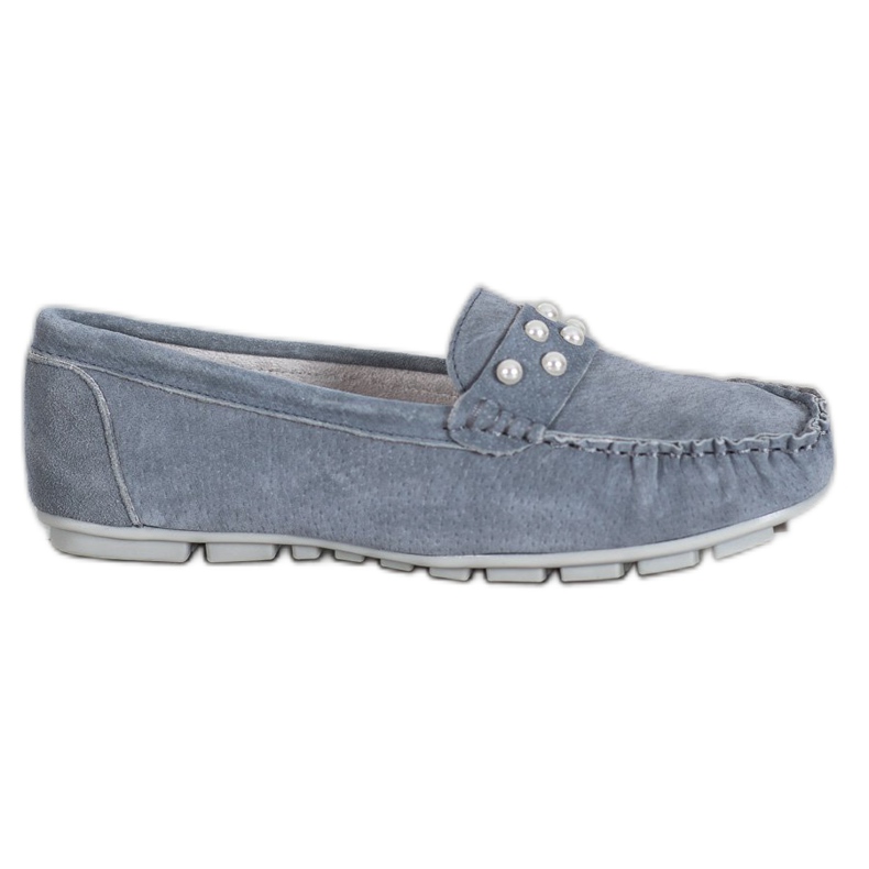 Filippo Kožne mokasine s biserima siva