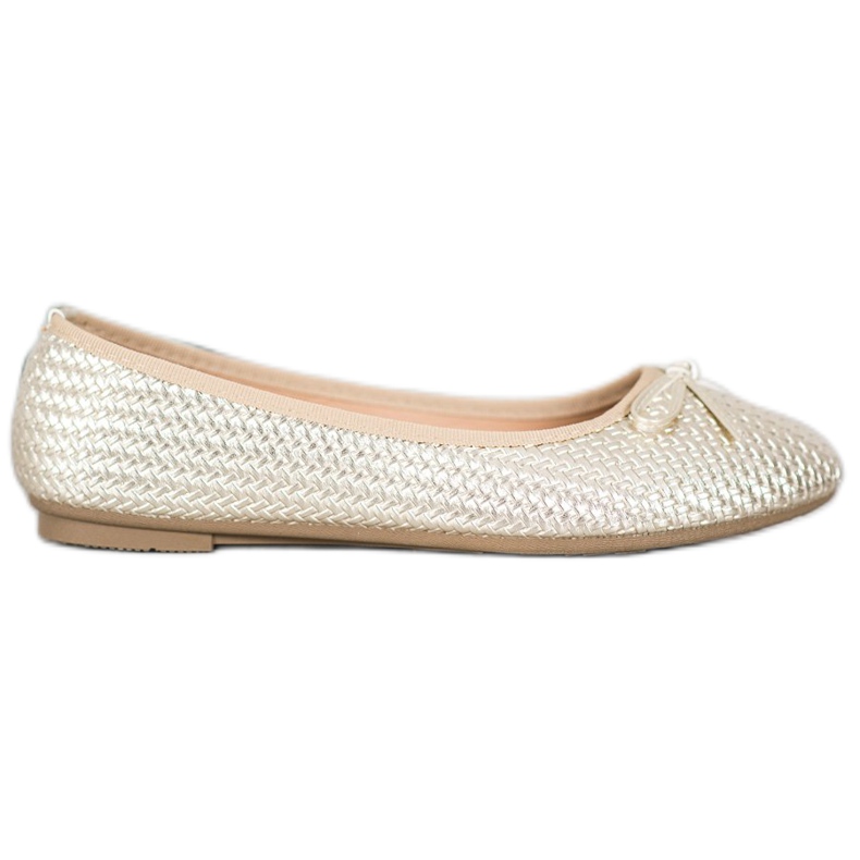SHELOVET Pletene zlatne balerinke zlatna