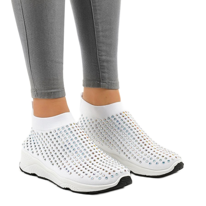 Bijele sportske cipele s kubičnim cirkonijem LG27 bijela