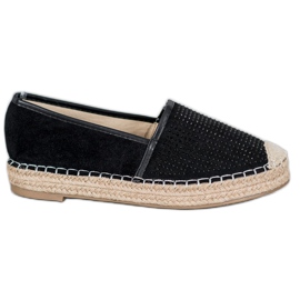 Best Shoes Crne espadrile s kristalima crna žuta boja