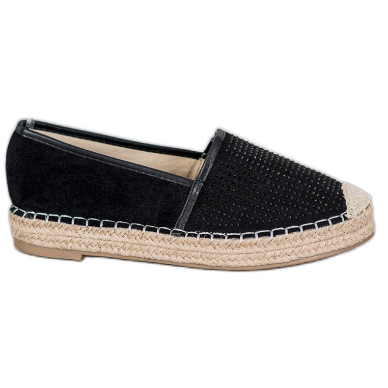 Best Shoes Crne espadrile s kristalima crno žuta boja
