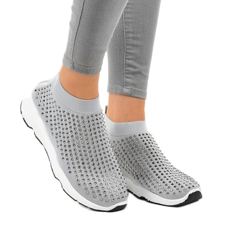 Sive sportske cipele s kubičnim cirkonijem LG27 siva