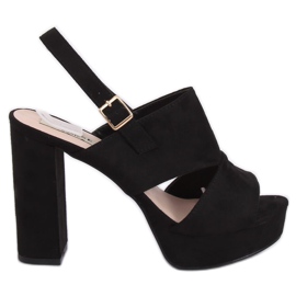 Crne sandale na stupu 9R02 Crne crna