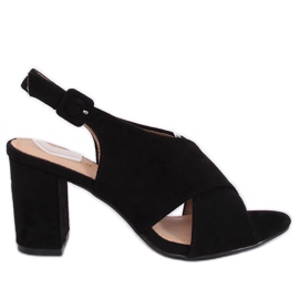 Crne sandale na visoku petu F1827 Crna