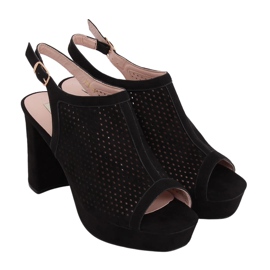 Crne ažurne sandale s visokim potpeticama 9R82 Crne crna