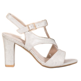 Goodin Elegantne sandale sa sjajem siva zlatna