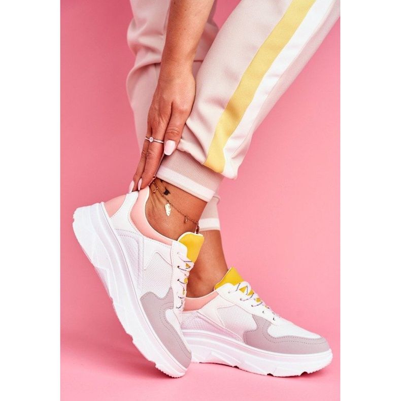 BUGO Bijele i ružičaste sportske tenisice B0-545 bijela ružičasta