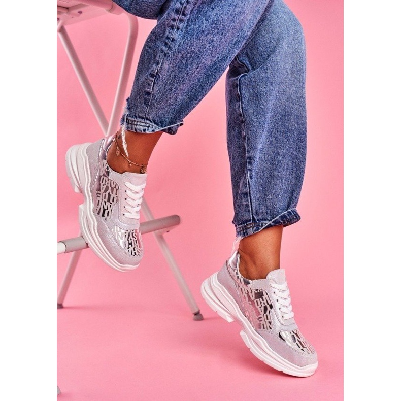 S.Barski Srebrne sportske kožne tenisice LR92099 siva