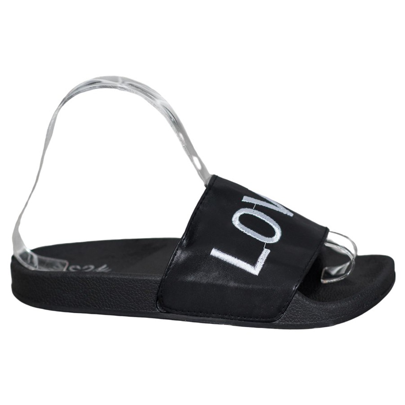 Small Swan LOVE &amp; HATE Eko kožne papuče crno