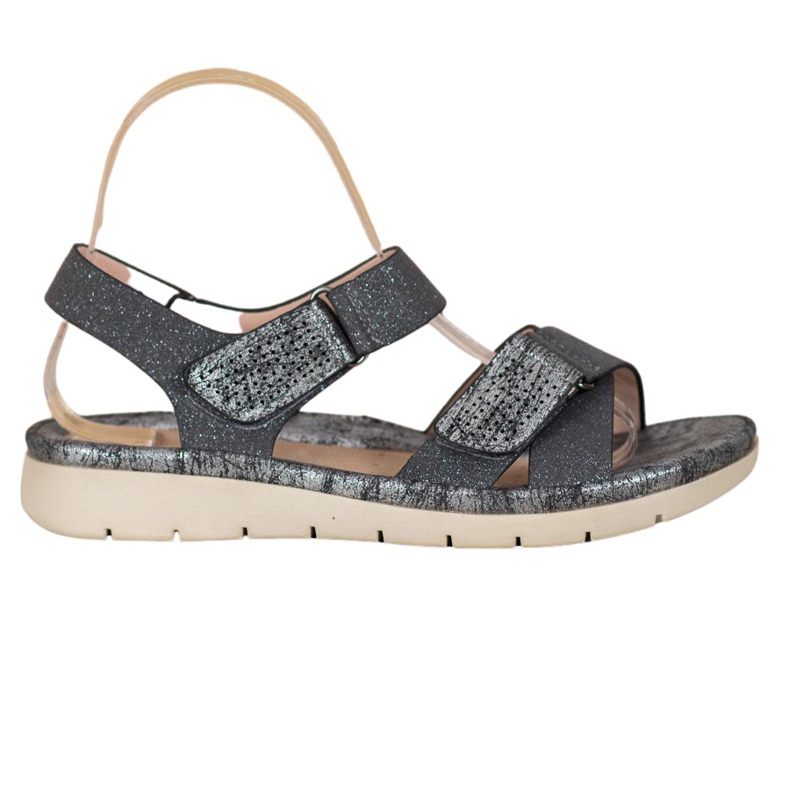 VINCEZA čičak sandale crno siva