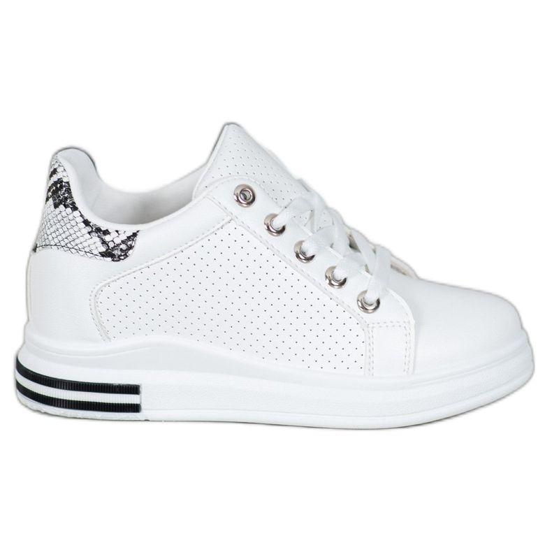 SHELOVET Ažurne cipele sa skrivenim klinom bijela