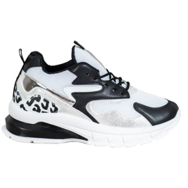 Ideal Shoes Tenisice s crnim umetcima bijela crna