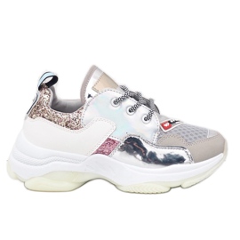 Srebrne stilske sportske tenisice B0-206 siva višebojan