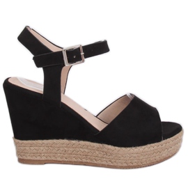 Crne sandale na klinastu petu 9R195 Crna crno