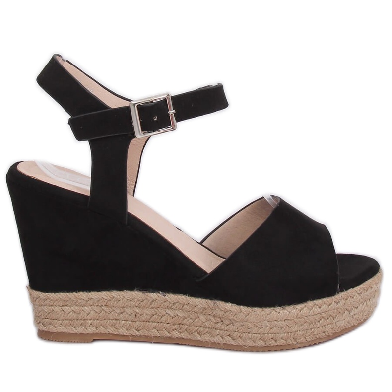 Crne sandale na klinastu petu 9R195 Crna crno