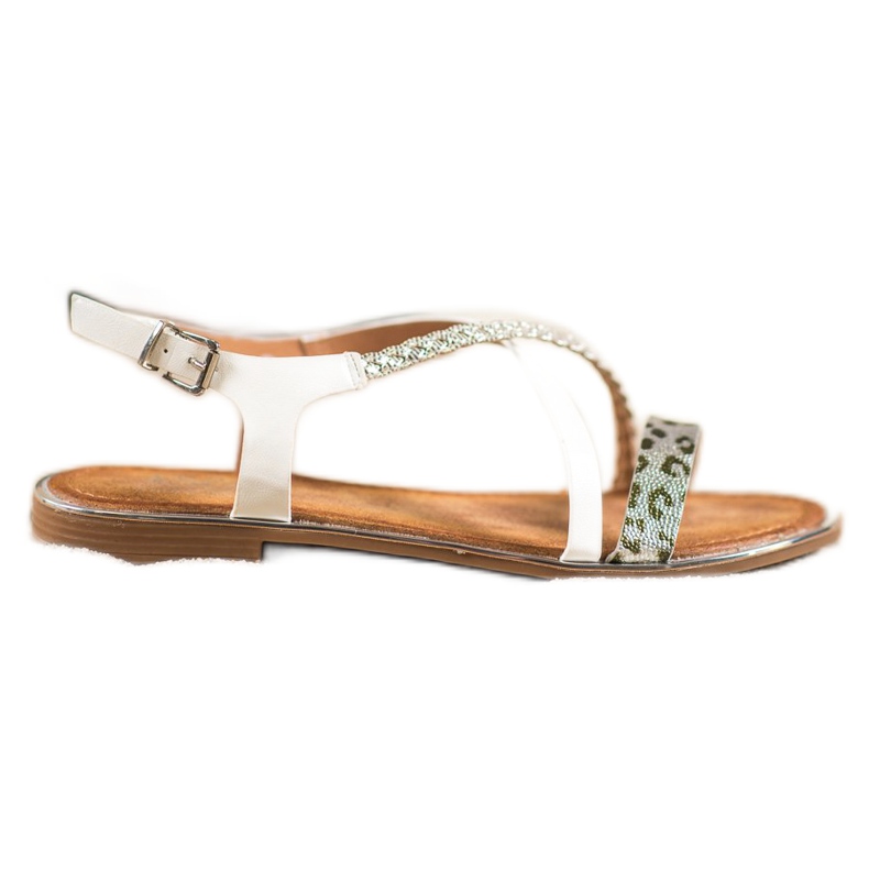 Small Swan Elegantne sandale s leopard printom bijela