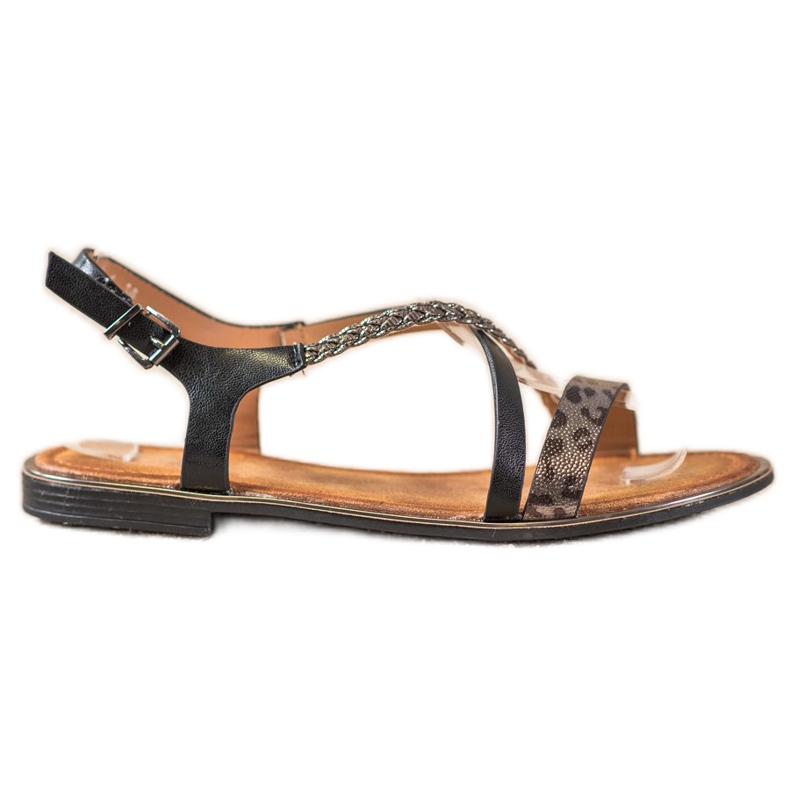 Small Swan Elegantne sandale s leopard printom crno