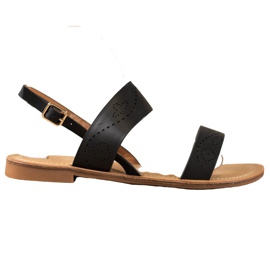 Small Swan Sandale s ažurnim uzorkom crna