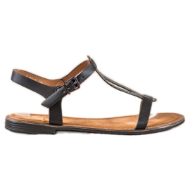 Small Swan Elegantne sandale s eko kožom crna