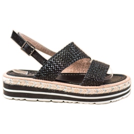 Small Swan Sandale sa pletenicama na platformi crna