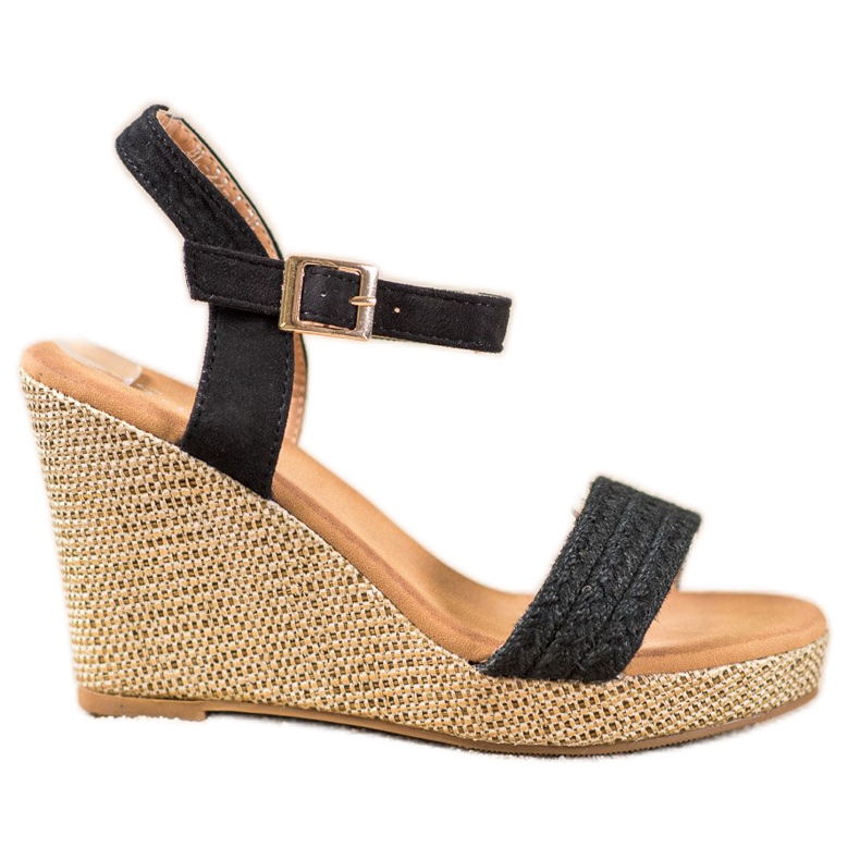 SHELOVET Elegantne sandale na klin crno