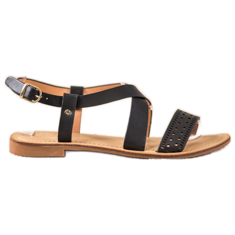 Small Swan Crne sandale s eko kožom crno