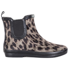 Kylie Leatherard Print Suede Wellies bež crna
