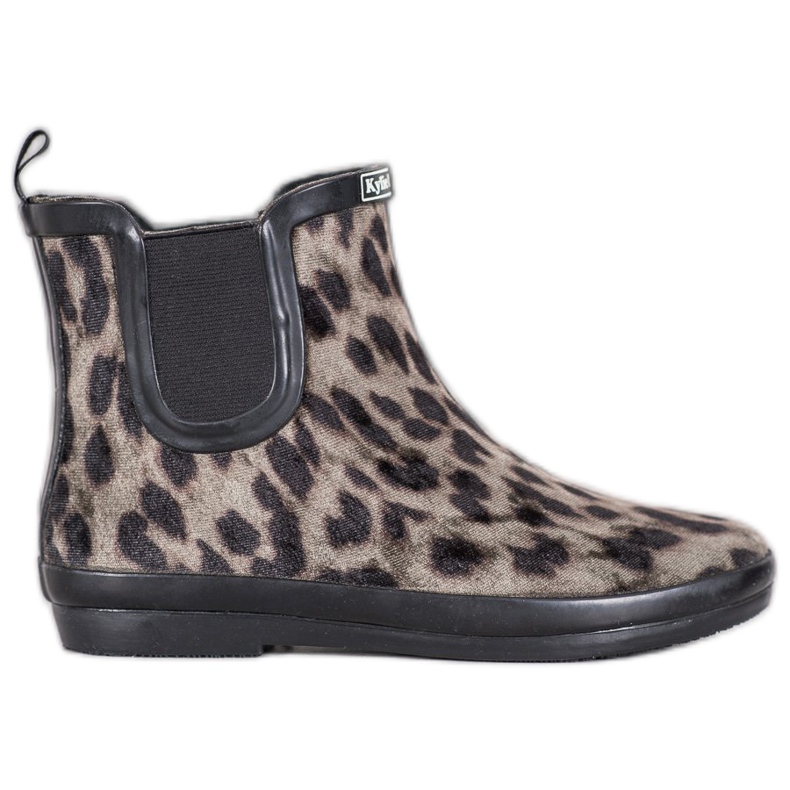 Kylie Leatherard Print Suede Wellies bež crno