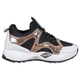 Bona Modne tenisice s mrežom crna žuta boja