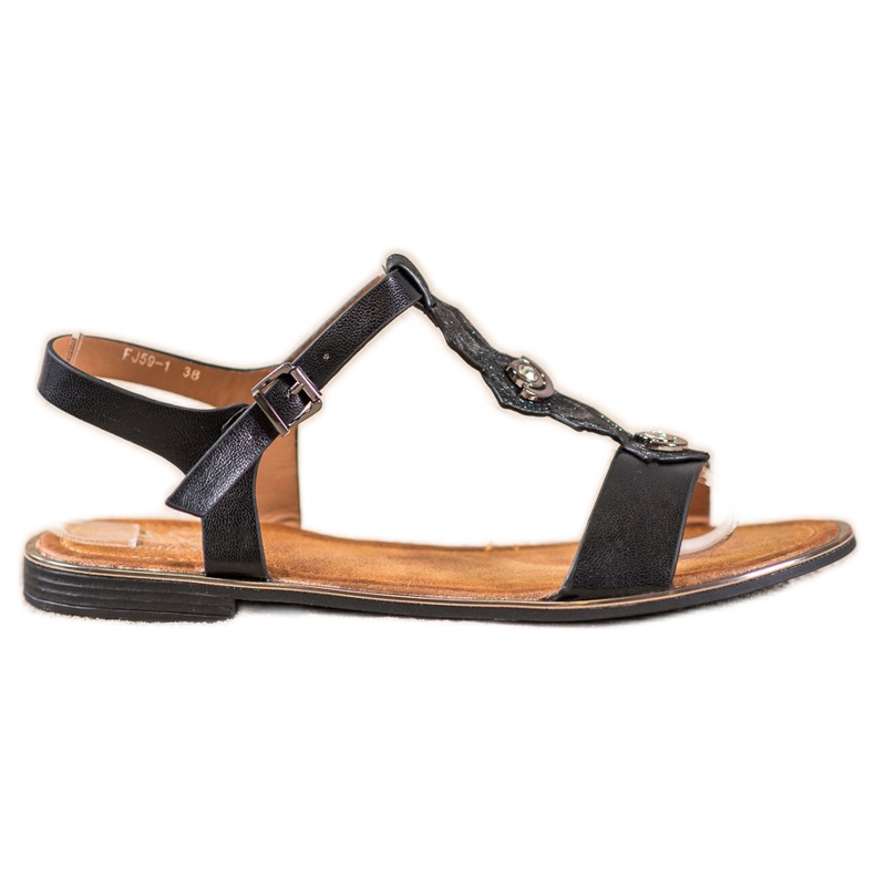 Small Swan Crne sandale s kubnim cirkonijem crno