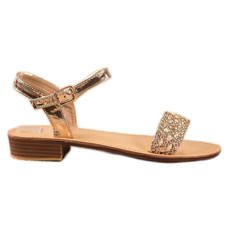 Small Swan Elegantne pletene sandale žuta boja