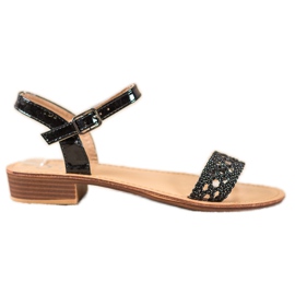 Small Swan Elegantne pletene sandale crna