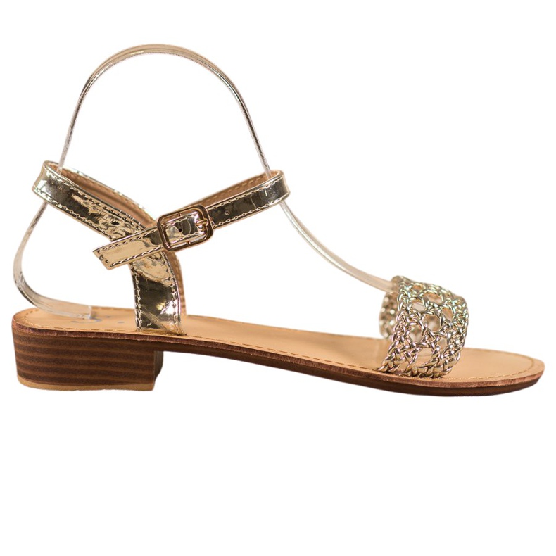 Small Swan Elegantne pletene sandale zlatna