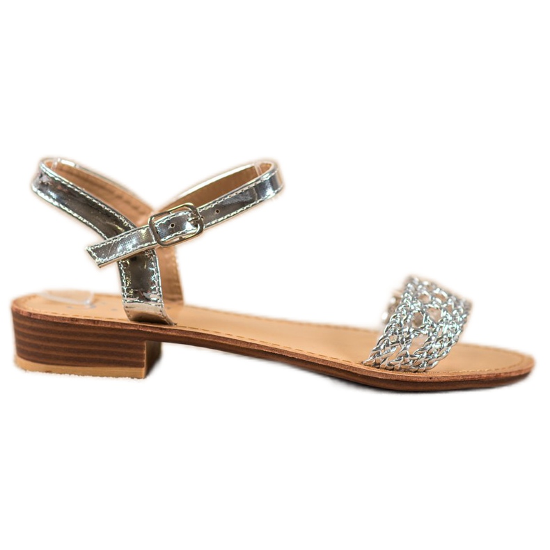 Small Swan Elegantne pletene sandale siva