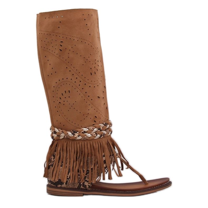 Boho japanke s devinom NS130P Camel drškom smeđa