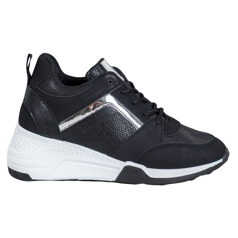 SHELOVET Tenisice na klin crno