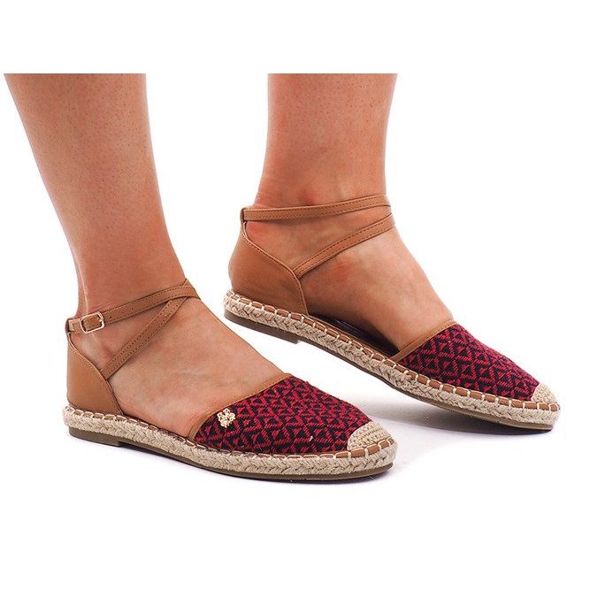 Espadrile 452 Crvene sandale smeđa crno crvena