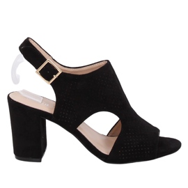 Crne sandale na visoku petu 99-33A Crna
