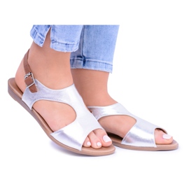 Lagane srebrne sandale Kongito siva